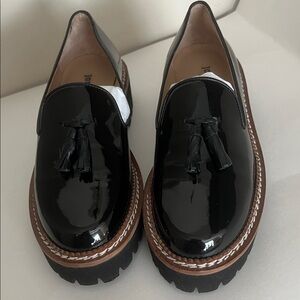 Jon Josef Black Patent Leather Loafers with Tassels
37 1/2 is US 7 No Box